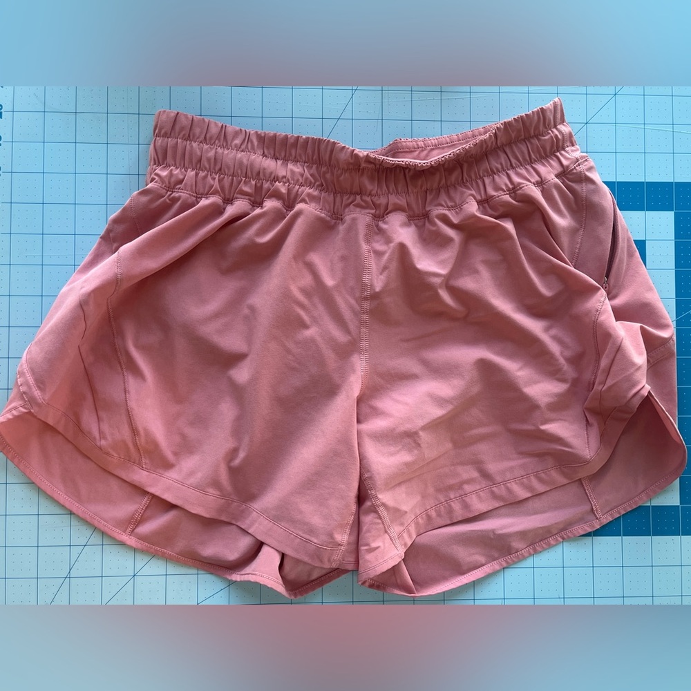 Lululemon track that mid rise 5 inch pink shorts pink puff